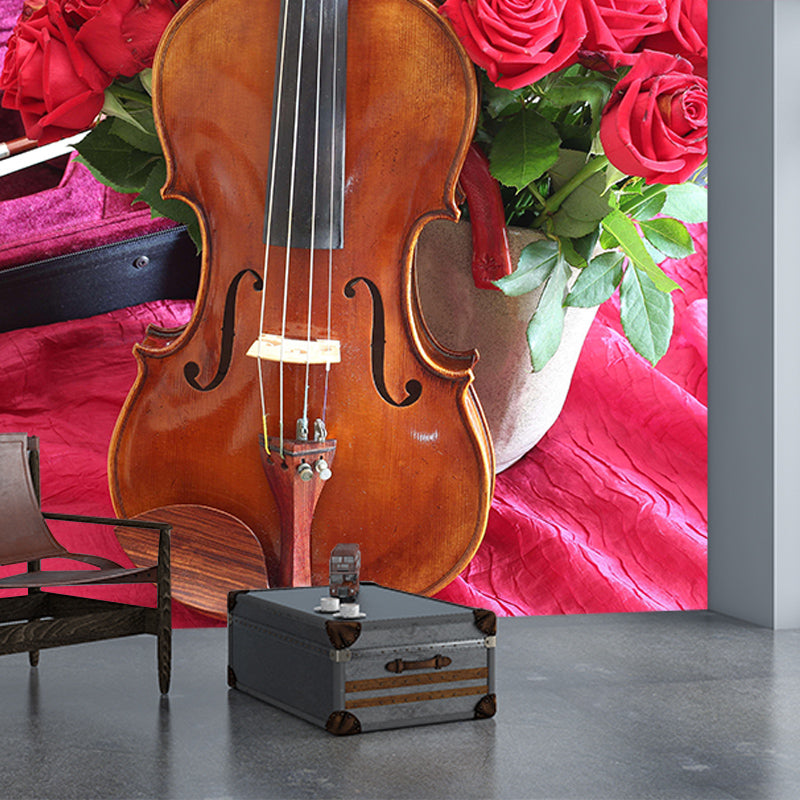 Violin Key Music Horizontal Photography Mural Decorative Eco-friendly for Living Room