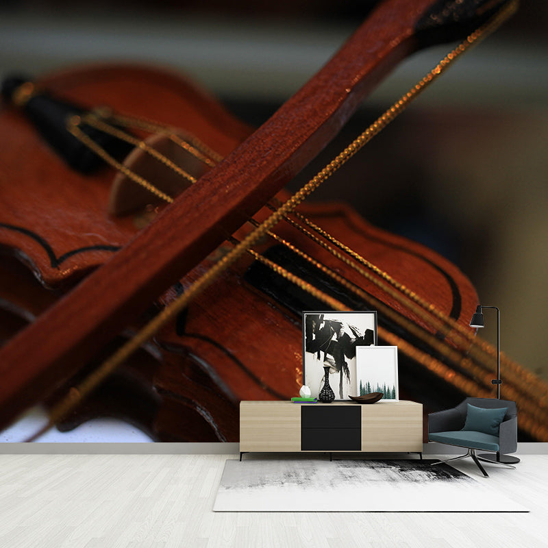 Violin Music Horizontal Photography Guitar Mural Decorative Eco-friendly for Bedroom