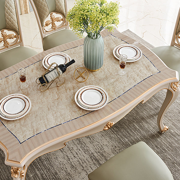 Mid-Century Rectangle Standard Dining Table Solid Wood Kitchen Dining Table with 4 Legs Base