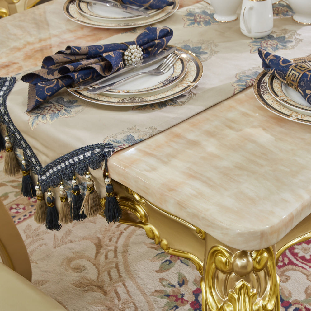 Rectangle Victoria Dinette Table Marble Dining Room Dinner Table with 4-foot