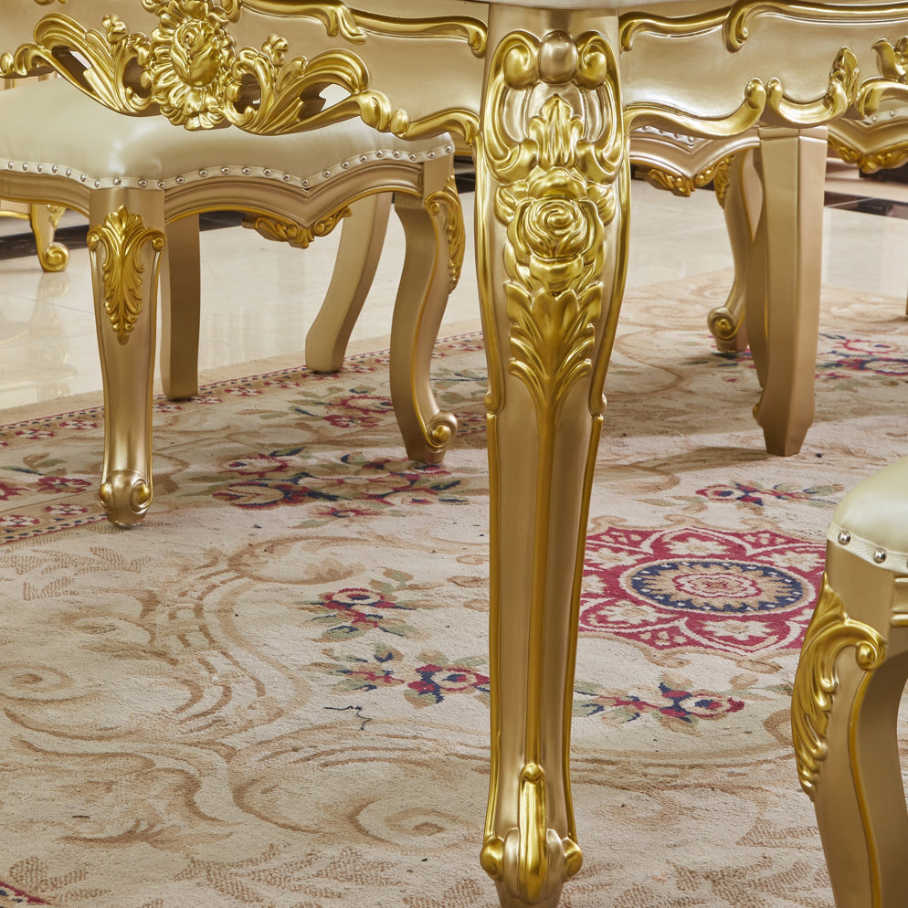 Rectangle Victoria Dinette Table Marble Dining Room Dinner Table with 4-foot
