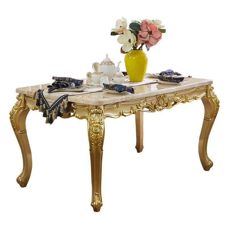 Rectangle Victoria Dinette Table Marble Dining Room Dinner Table with 4-foot