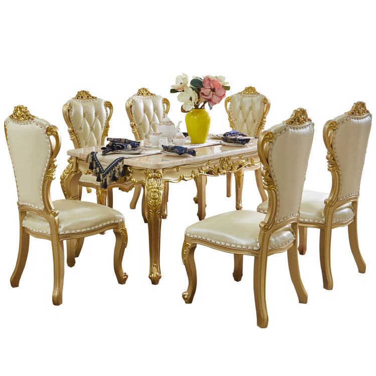 Rectangle Victoria Dinette Table Marble Dining Room Dinner Table with 4-foot