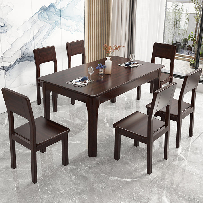Mesa de comedor de madera maciza estándar industrial, mesa de comedor rectangular para cocina con base de 4 patas