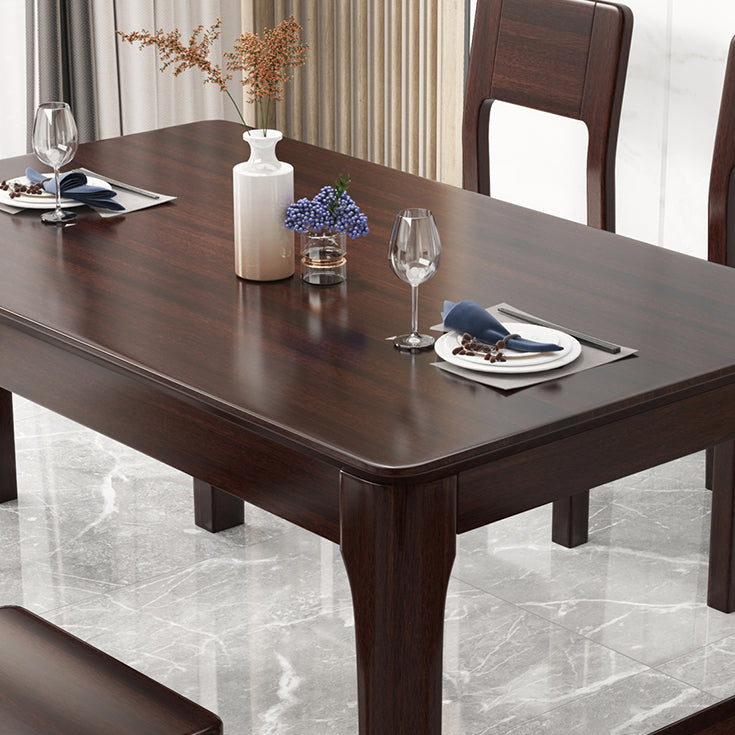Mesa de comedor de madera maciza estándar industrial, mesa de comedor rectangular para cocina con base de 4 patas