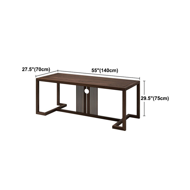 Mesa de comedor de madera de elm industrial mesa rectángulo en marrón con base de caballete