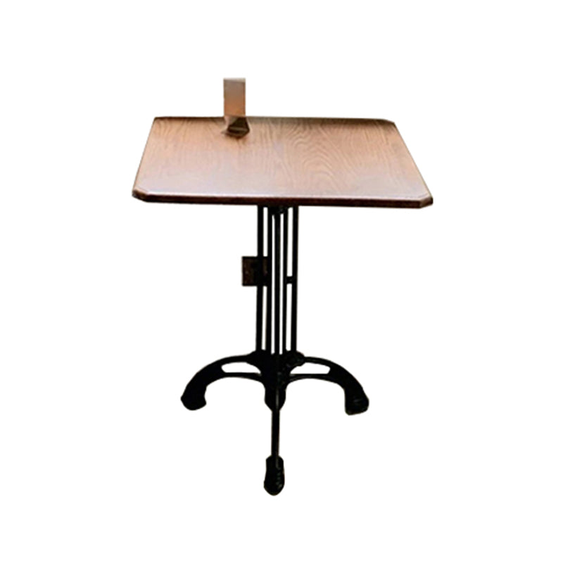 Industrial Kitchen Dining Table Solid Wood Table with Black Metal Pedestal Base