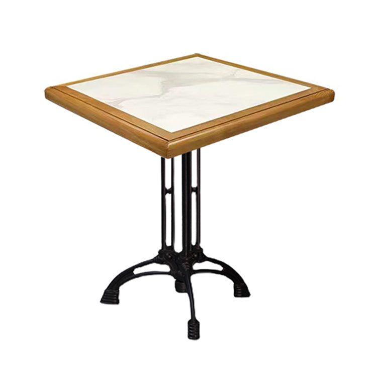 Industrial Kitchen Dining Table Solid Wood Table with Black Metal Pedestal Base