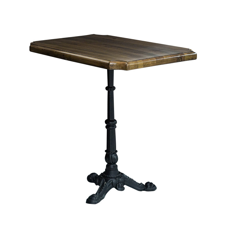 Industrial Kitchen Dining Table Solid Wood Table with Black Metal Pedestal Base