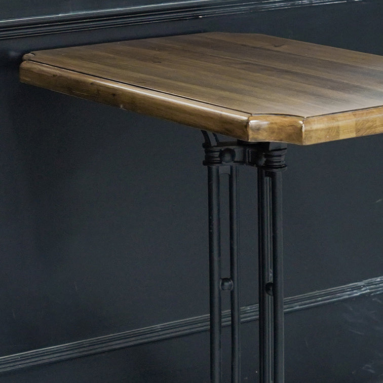 Industrial Kitchen Dining Table Solid Wood Table with Black Metal Pedestal Base