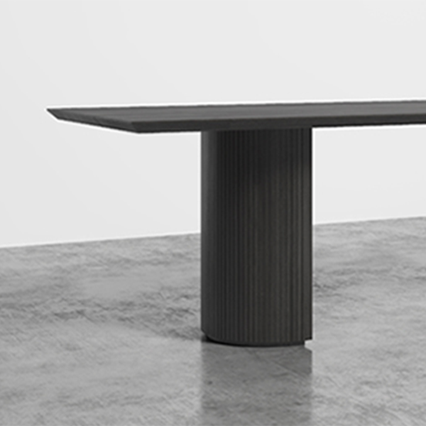 Industrial Solid Wood Dining Table Rectangle Table with Double Pedestal
