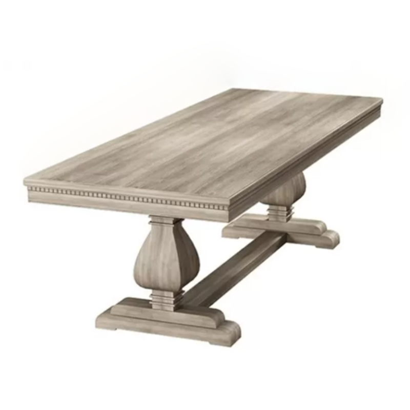 Mesa de comedor de madera maciza industrial mesa de cocina rectangular con base de caballete