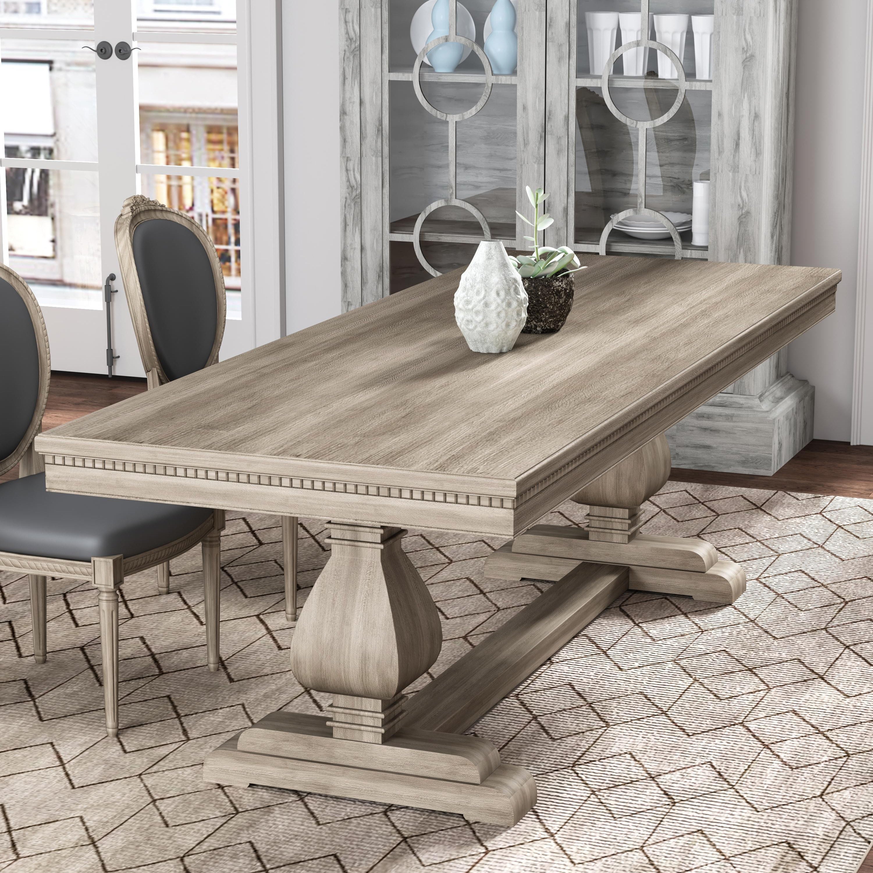 Mesa de comedor de madera maciza industrial mesa de cocina rectangular con base de caballete
