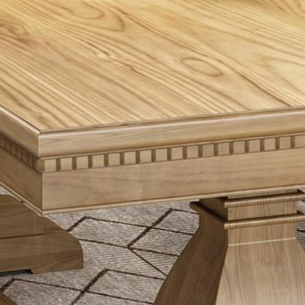 Mesa de comedor de madera maciza industrial mesa de cocina rectangular con base de caballete