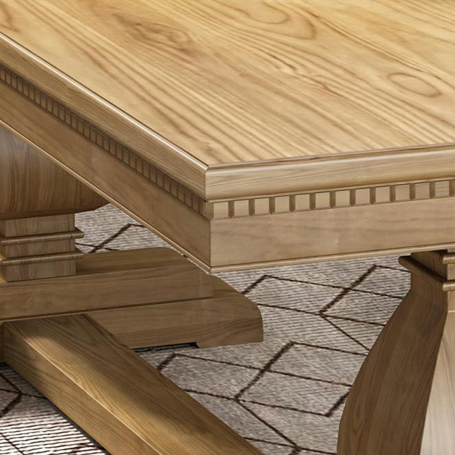 Mesa de comedor de madera maciza industrial mesa de cocina rectangular con base de caballete