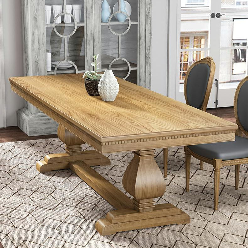 Mesa de comedor de madera maciza industrial mesa de cocina rectangular con base de caballete