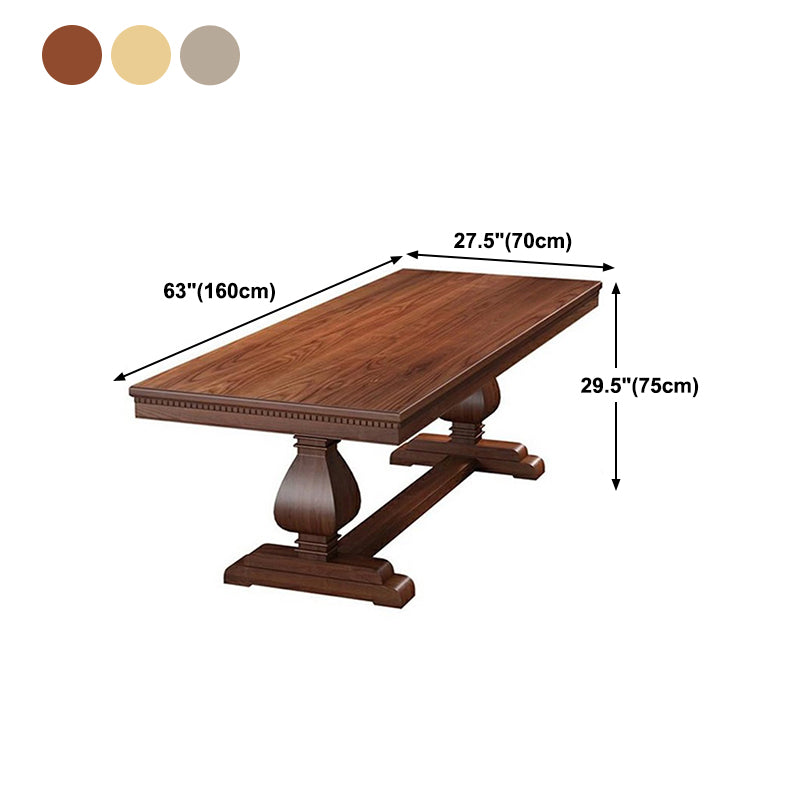 Mesa de comedor de madera maciza industrial mesa de cocina rectangular con base de caballete