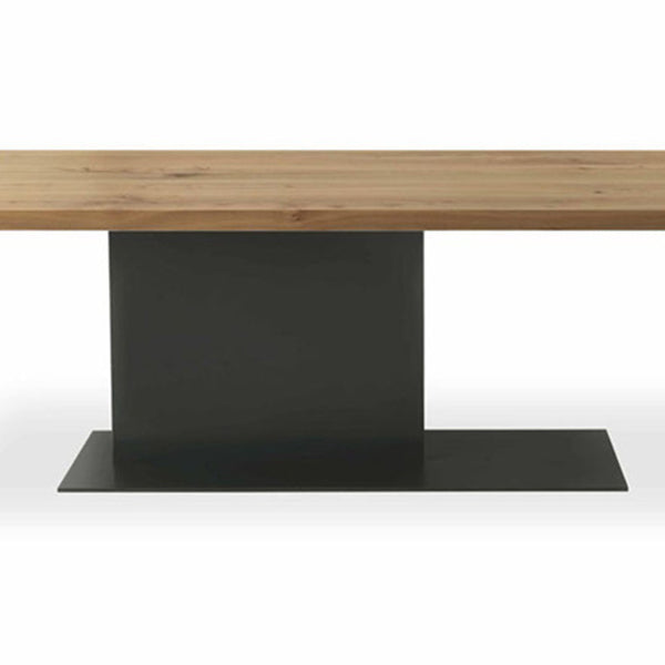 Industrial Pine Wood Dining Table Rectangle Kitchen Table with Metal Pedestal Base