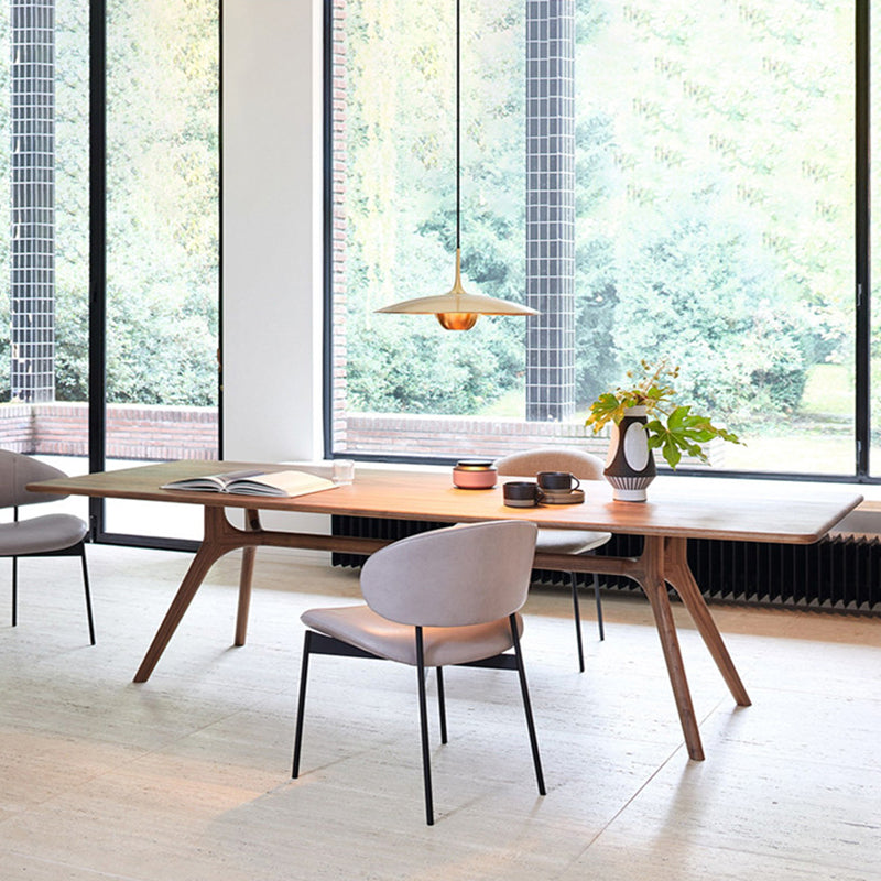 Rectangle Solid Wood Dining Table Industrial Brown Standard Dining Table with Trestle Base