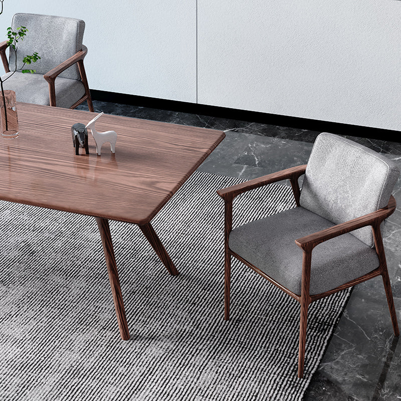 Rectangle Solid Wood Dining Table Industrial Brown Standard Dining Table with Trestle Base