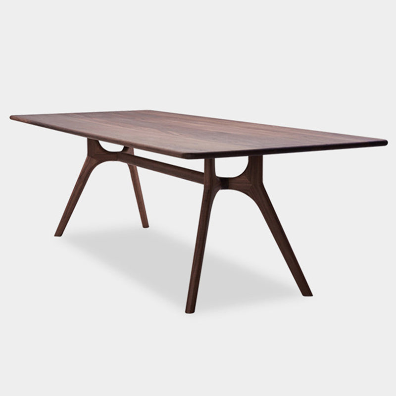 Rectangle Solid Wood Dining Table Industrial Brown Standard Dining Table with Trestle Base