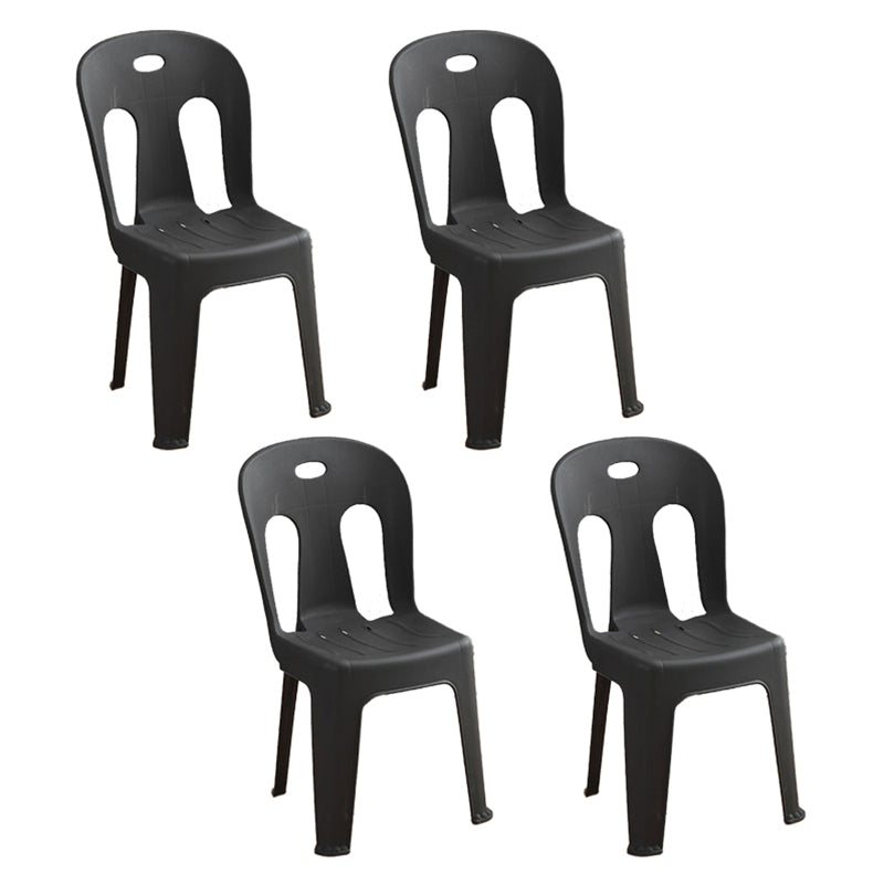Modern design Plastic armloze eetstoelen stoelen Slat achter zijstoelen voor thuisgebruik