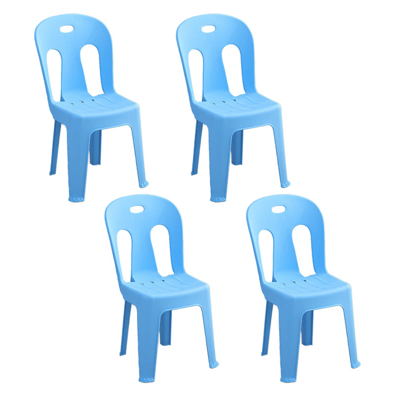 Modern design Plastic armloze eetstoelen stoelen Slat achter zijstoelen voor thuisgebruik