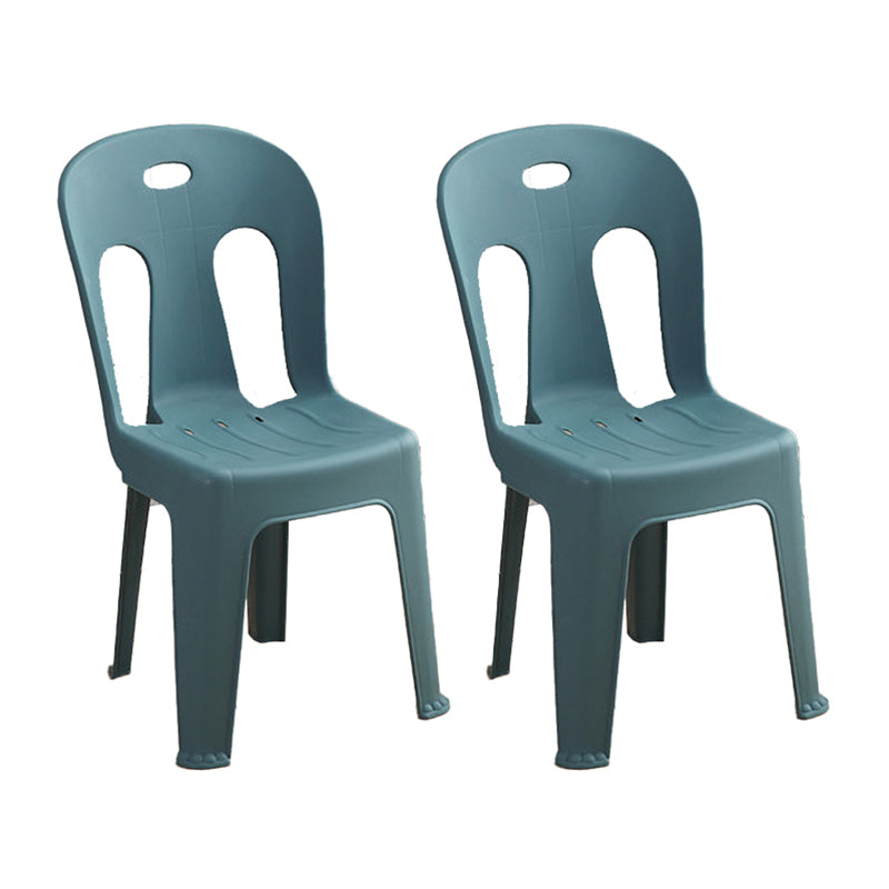 Modern design Plastic armloze eetstoelen stoelen Slat achter zijstoelen voor thuisgebruik