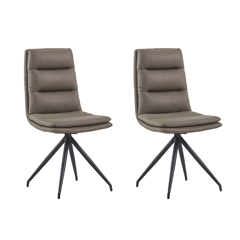 Sillas de comedor de cuero sin brazos con respaldo sólido de estilo industrial para uso doméstico
