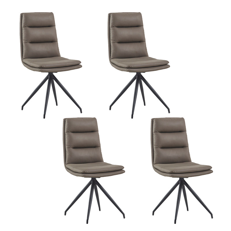 Sillas de comedor de cuero sin brazos con respaldo sólido de estilo industrial para uso doméstico