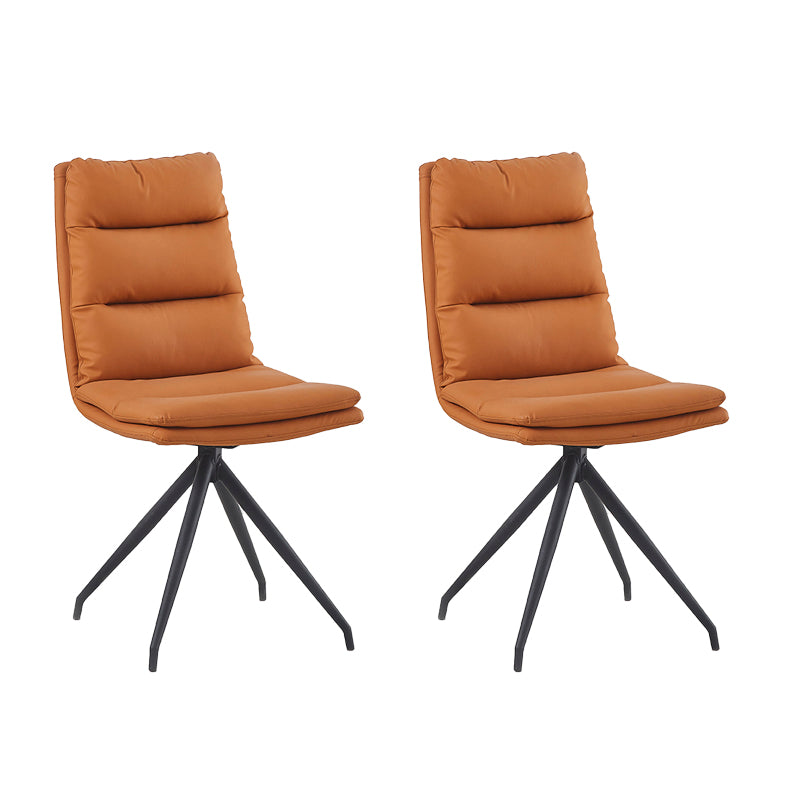 Sillas de comedor de cuero sin brazos con respaldo sólido de estilo industrial para uso doméstico