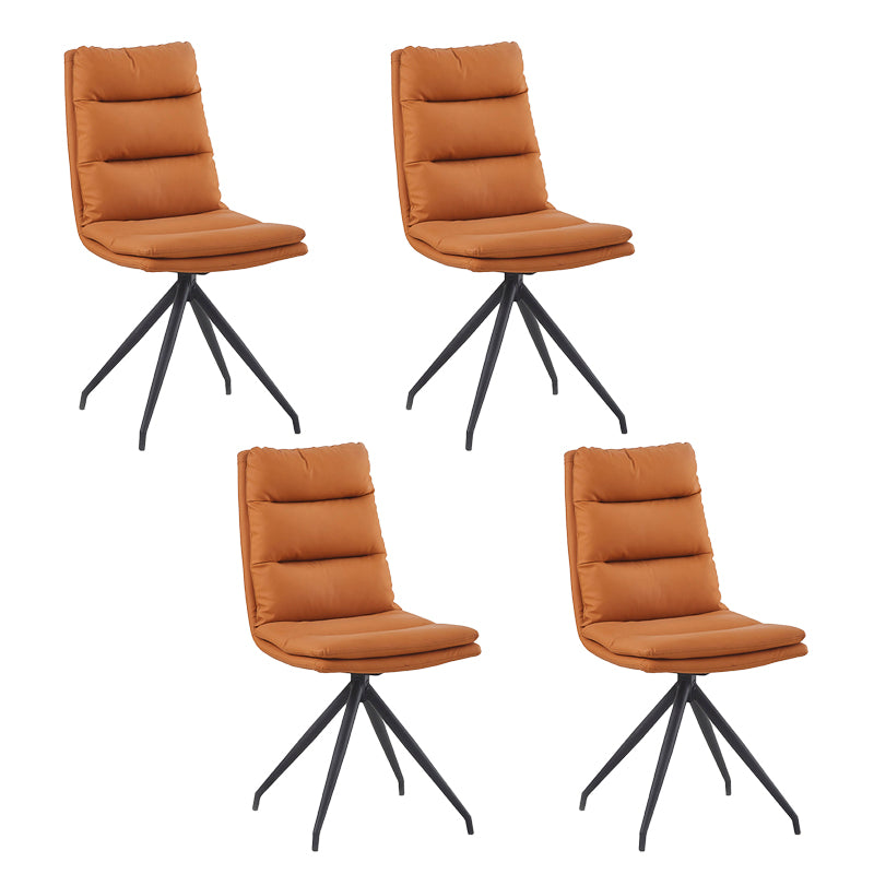 Sillas de comedor de cuero sin brazos con respaldo sólido de estilo industrial para uso doméstico