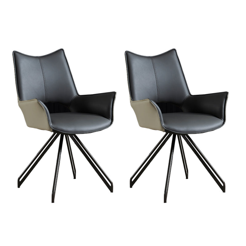 Sillas de comedor de cuero con brazo de estilo industrial, respaldo abierto, silla lateral para el hogar