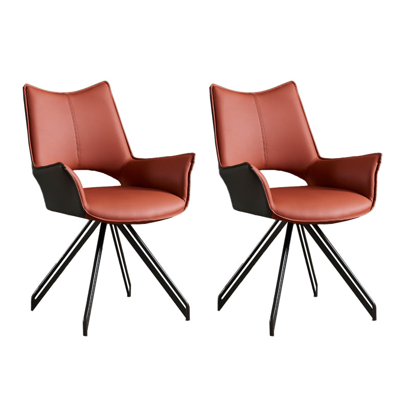 Sillas de comedor de cuero con brazo de estilo industrial, respaldo abierto, silla lateral para el hogar