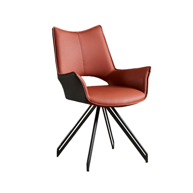 Sillas de comedor de cuero con brazo de estilo industrial, respaldo abierto, silla lateral para el hogar