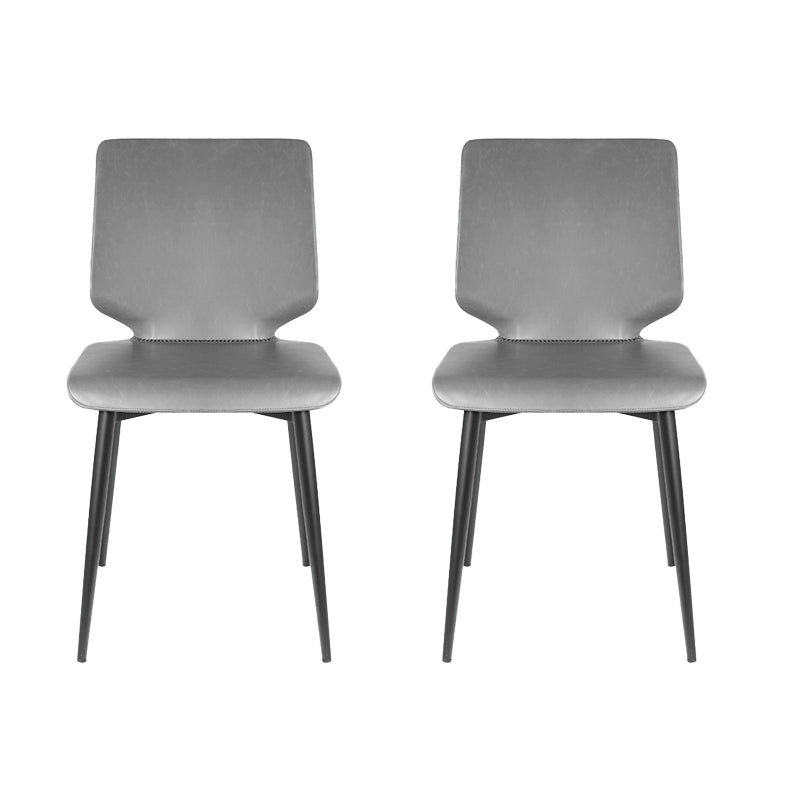 Sillas de comedor de cuero de estilo contemporáneo, silla con respaldo sólido sin brazos para cocina