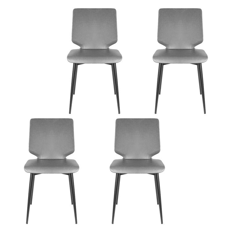 Sillas de comedor de cuero de estilo contemporáneo, silla con respaldo sólido sin brazos para cocina