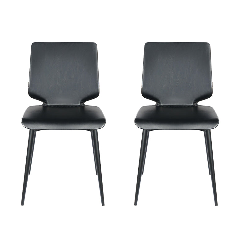 Sillas de comedor de cuero de estilo contemporáneo, silla con respaldo sólido sin brazos para cocina