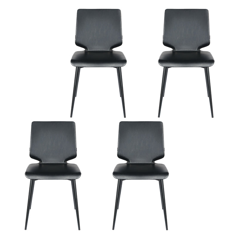 Sillas de comedor de cuero de estilo contemporáneo, silla con respaldo sólido sin brazos para cocina