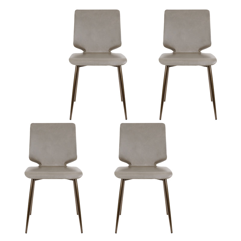 Sillas de comedor de cuero de estilo contemporáneo, silla con respaldo sólido sin brazos para cocina