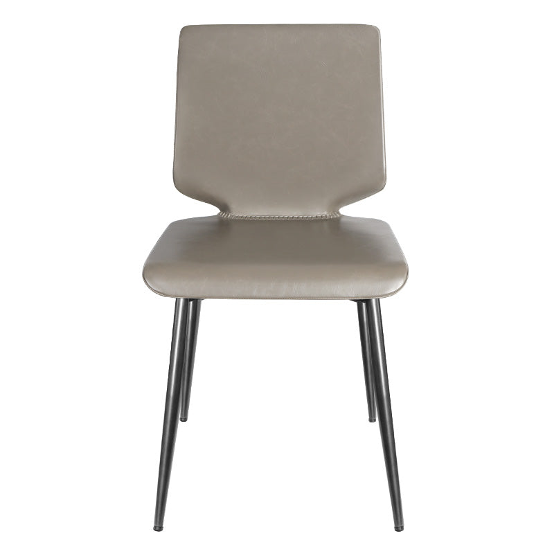 Sillas de comedor de cuero de estilo contemporáneo, silla con respaldo sólido sin brazos para cocina