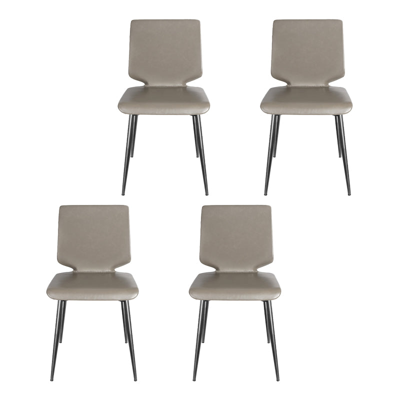 Sillas de comedor de cuero de estilo contemporáneo, silla con respaldo sólido sin brazos para cocina