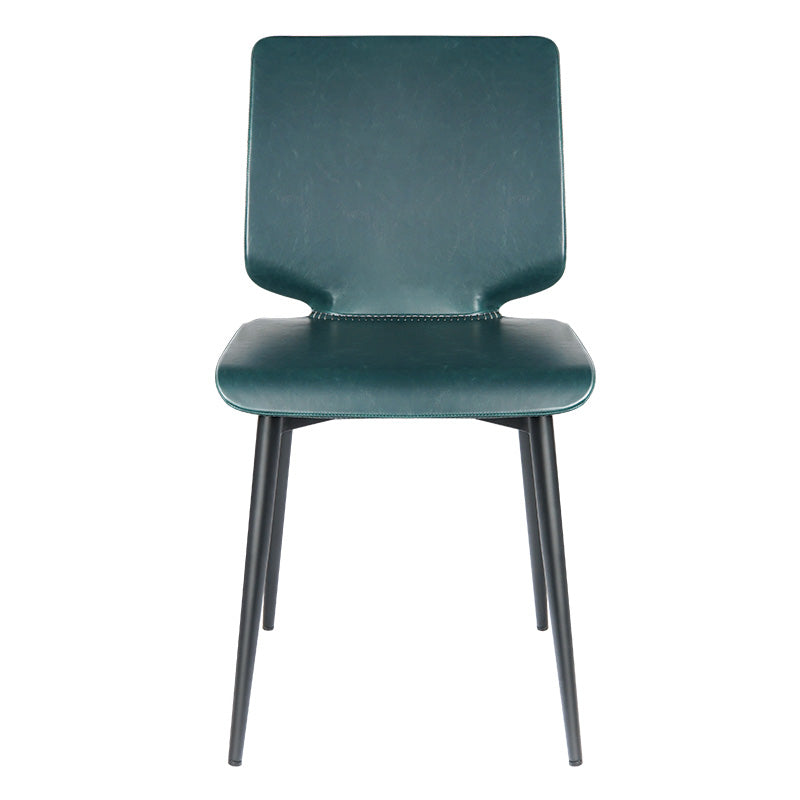 Sillas de comedor de cuero de estilo contemporáneo, silla con respaldo sólido sin brazos para cocina
