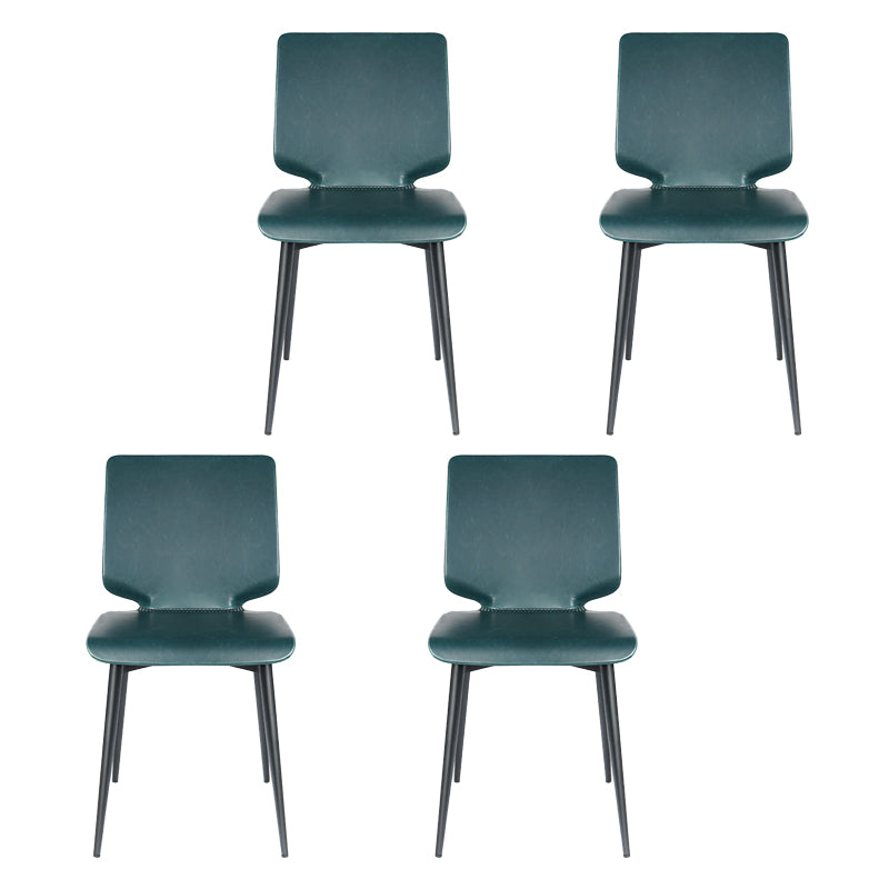 Sillas de comedor de cuero de estilo contemporáneo, silla con respaldo sólido sin brazos para cocina