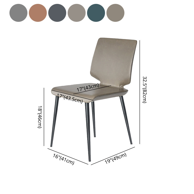 Sillas de comedor de cuero de estilo contemporáneo, silla con respaldo sólido sin brazos para cocina