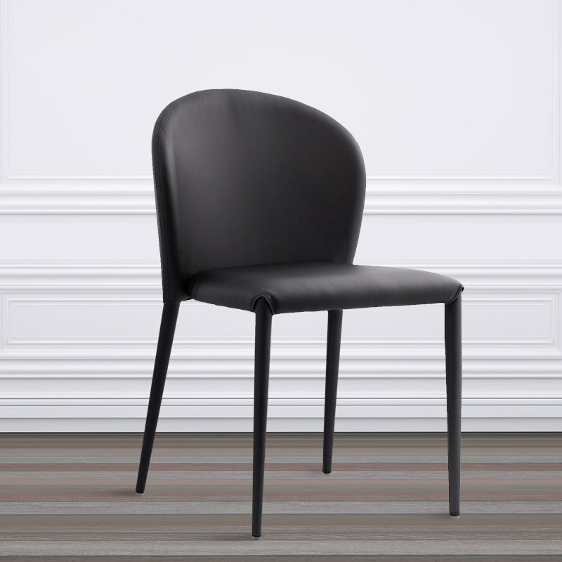 Minimalistische stijl armloze vaste achterzijde stoelen lederen eetkamerstoelen voor thuis