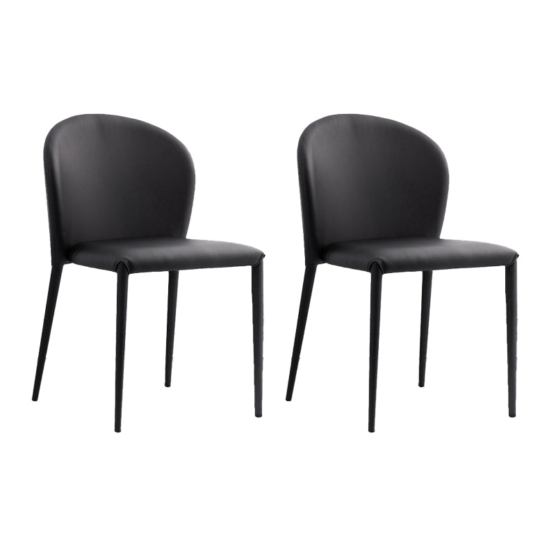Minimalistische stijl armloze vaste achterzijde stoelen lederen eetkamerstoelen voor thuis