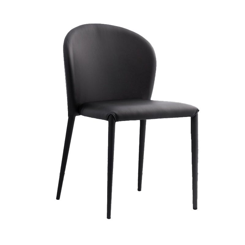 Minimalistische stijl armloze vaste achterzijde stoelen lederen eetkamerstoelen voor thuis