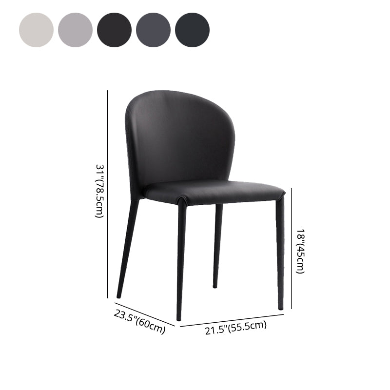 Minimalistische stijl armloze vaste achterzijde stoelen lederen eetkamerstoelen voor thuis