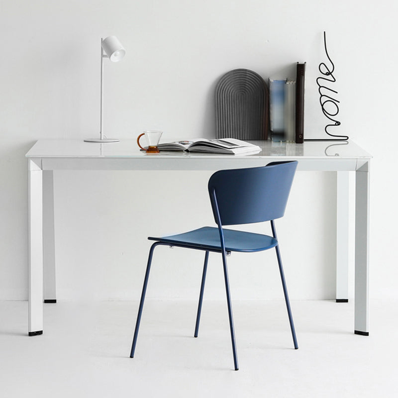 Silla lateral de comedor con respaldo abierto de diseño industrial, silla de comedor de plástico apilable